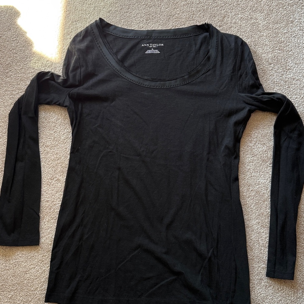 Ann Taylor Elegant Black Scoop Neck Top